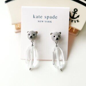 Kate Spade Arctic Friends Polar Bear Silver Clear Earrings